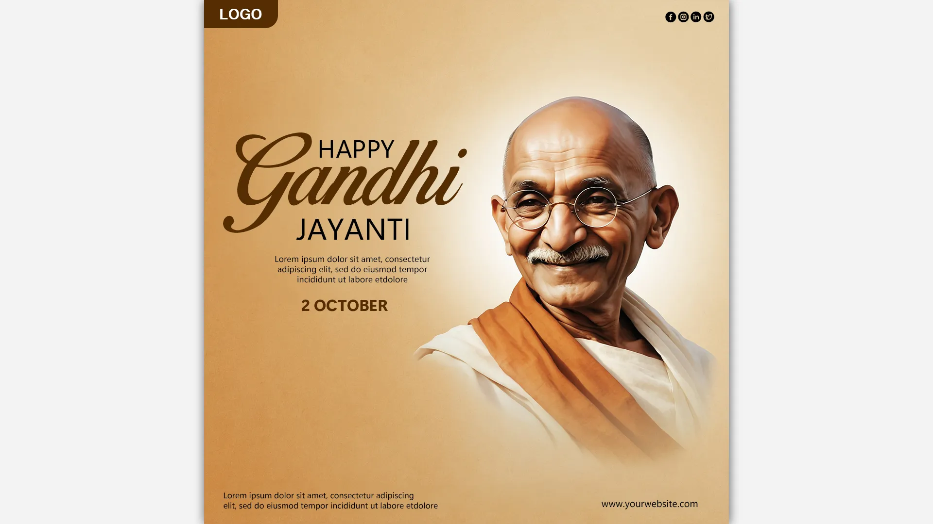 Celebrate 2nd October Gandhi Jayanti with this Editable Instagram Post PSD